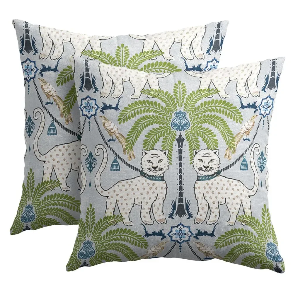 Set of 2, 24X24 Inch, Tropical Leopard Pillow Covers